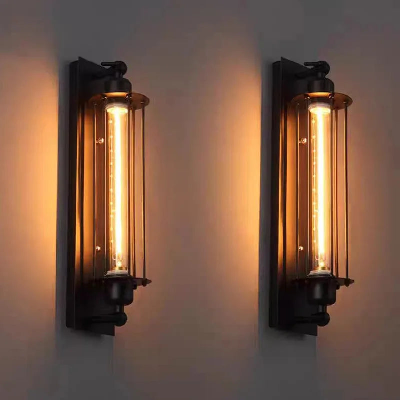 Vintage Tube Cage Wall Sconce
