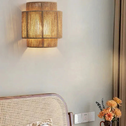 Woven Rattan Wall Light